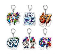 ARYIMYDP 6 Pezzi Portachiavi Meme 67 in Acrilico, Cool Brainrot Ciondolo Creativo Borsa Charms, Regali Divertenti per Fan Donne Ragazze Accessorio Festa Originale Regalo