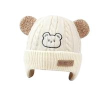 ARYIMYDP Cappellino Invernale Neonato con Paraorecchie, Berretto Bimbo con Doppio Pompon e Fodera in Peluche, Morbido e Caldo, Perfetto per Neonata e Neonato, per Battesimo o Natale