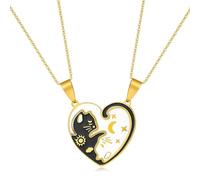 ARYIMYDP Collana Amicizia Gatto, 2 Pezzi Ciondolo Nero Bianco per Migliori Amiche, Gioiello BFF Coppia Sorella Amica, compleanno set gioielli accessorio pratico