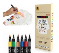ARYIMYDP Kit 6 Pennarelli per Tessuti indelebili, Colori per Stoffa Lavabile a Macchina per Magliette Scarpette, per Bambini Adulti