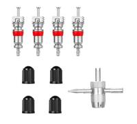 ARYIMYDP Kit da 9 Pezzi per Valvole Pneumatici, 1 Attrezzo Smonta Valvole con 4 Nuclei e 4 Tappi Americani, per la Manutenzione di Auto, Moto e Bici, Strumento Pratico per Ciclisti e Automobilisti