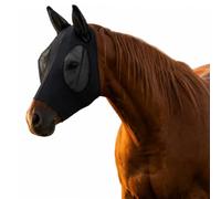 ARYIMYDP Mascherina Antimosche Nera per Cavalli con Protezioni Orecchie, Copricapo Leggero e Traspirante per Pony, Shetland e Cavalli di Razza