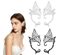 ARYIMYDP Orecchie da Elfo Realistiche 2 Paia (Argento e Nero) - Senza Piercing, Comode, Accessori per Cosplay, Halloween, Carnevale, Feste, Adulti e Bambini.