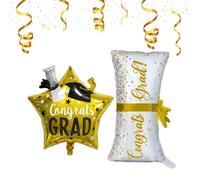 ARYIMYDP Palloncini Laurea Set 2 Pezzi Alluminio Oro: Stella Brillante & Certificato. Perfetto per decorazioni festa diploma, università, celebrazioni e congratulazioni uniche.
