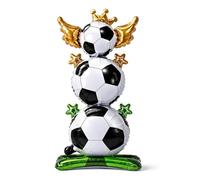 ARYIMYDP Palloncino Calcio 3D Grande 1 Pezzo, in Alluminio, con Corona e Ali, in Piedi. Ideale per Decorazioni Compleanno Bambini, Feste a Tema Sportivo Indimenticabili.