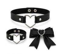 ARYIMYDP Set choker gotico donna 3 pezzi, collare nero bracciale e clip fiocco, gioielli punk Y2K, per festa festival cosplay look cute cool, outfit festival, dark coquette, look club, borsa