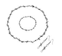 ARYIMYDP Set Filo Spinato Composto Da Collana, Bracciale E Collana A Spuntoni,Punk Gothic In Argento, Accessori Versatili Per Donna,Stile Spinoso Per Di Bigiotteria, Hiphop Rock Y2K