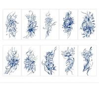 ARYU 1set10pcs Herbal Juice Half Arm Tattoo Sticker Durable Waterproof And Sweatproof Non-Reflective New Flower Arm Sticker Sticker11×18cm U-123