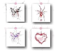 ARYU 1set4pcs Adesivo Per Tatuaggio Con Spine Di Serpente Rosso Amore Impermeabile Ragazza Calda Dolce Fresco Puro Desiderio Vento Coscia Braccio Vita Tatuaggio