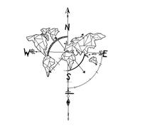 ARYU 2 Adesivi Per Tatuaggi King Of The North In Bianco E Nero, Impermeabili, A Lunga Durata, Con Mappa Maschile E Coordinate Delle Linee Del Polo Nord Antartico