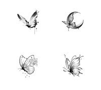 ARYU 2 Set Di 8 Adesivi Per Tatuaggi Con Farfalle A Base Di Erbe, Di Lunga Durata E Antiriflesso