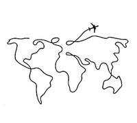 ARYU 2pcs Around The World Tattoo Stickers Earth Map Airplane Black And White Waterproof Long-Lasting Clavicle Travel Five Continents