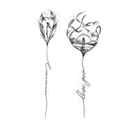 ARYU 3pcs Balloon Tattoo Stickers Juice Waterproof Long-Lasting Personalized English Arm Clavicle Valentine'S Day Love