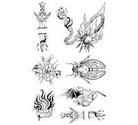 ARYU 3pcs Meteor Hammer Herbal Tattoo Stickers Devil Series Waterproof And Durable Simulation Non-Reflective Arm Broken Sword 11×18cm