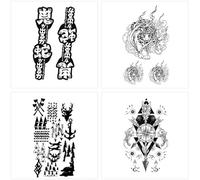 ARYU 4 Bussole Disegno Dita Serpente Fantasma Succo Giapponese Tatuaggi A Base Di Erbe Adesivi Impermeabile Di Lunga Durata Braccio Lavare Non Cade Non Riflettente Uomini E Donne Semipermanente