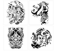 ARYU 4 Loto Cuore Buddha Rima Fiore Braccio Erba Semipermanente Succo Tatuaggi Adesivi Sweatproof Impermeabile Durevole Adesivi Braccio Polpaccio