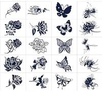 ARYU 40 Pieces Of Waterproof Tattoo Stickers For, Long-Lasting Simulation Of The Other Side Of The Flower, Rose, Butterfly Juice, Semi-Permanent
