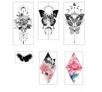 ARYU 5 Adesivi Per Tatuaggi Con Fiori Semplici E Farfalle Impermeabili