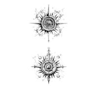 ARYU 5pcs Compass Tattoo Stickers Juice Waterproof Long-Lasting Non-Reflective Simulation Tattoo Arm Back Of Hand 11×18cm
