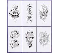 ARYU 6 Tatuaggi Veterani Floreali Impermeabili Per Donna Lunga Durata, Seno, Braccio, Sexy, Taglia, Basso Ventre, Semi-Permanenti