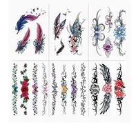 ARYU 6pcs Adesivo Per Tatuaggio Cicatrice Taglio Cesareo Adesivo Per Il Corpo Usa E Getta Temporaneo Impermeabile Con Piume Di Farfalla Lunghe