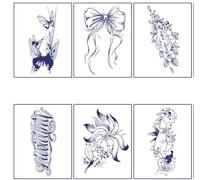 ARYU 6pcs Tattoo Stickers Waterproof Long-Lasting Simulation Clavicle Semi-Permanent Herbal Juice Paper (1pcs: 11×18cm) A-004