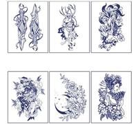 ARYU 6pcs Tattoo Stickers Waterproof Long-Lasting Simulation Clavicle Semi-Permanent Herbal Juice Paper (1pcs: 11×18cm) A-006