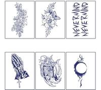 ARYU 6pcs Tattoo Stickers Waterproof Long-Lasting Simulation Clavicle Semi-Permanent Herbal Juice Paper (1pcs: 11×18cm) A-007