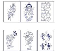 ARYU 6pcs Tattoo Stickers Waterproof Long-Lasting Simulation Clavicle Semi-Permanent Herbal Juice Paper (1pcs: 11×18cm) A-002