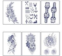 ARYU 6pcs Tattoo Stickers Waterproof Long-Lasting Simulation Clavicle Semi-Permanent Herbal Juice Paper (1pcs: 11×18cm) A-013