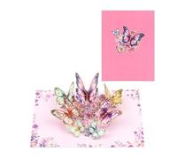 ARYU Biglietto pop-up 3D per la festa degli insegnanti, con copertina rosa e farfalla in lamina d'oro, per la mamma per scrivere i desideri