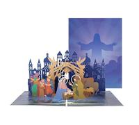 ARYU Biglietto pop-up di Natale, con Gesù Cristo, biglietto pop-up per la notte sacra, realizzato a mano, 3D, cartolina tagliata