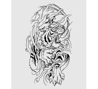 ARYU Tiger Descending The Mountain Adesivo Per Tatuaggio A Base Di Erbe Impermeabile Da Uomo Di Lunga Durata Braccio Serie Scura Simulazione Semipermanente Non Riflettente