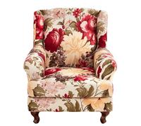 ARZARF Copripoltrona Wingback Stampa Floreale Classica,Universale Antiscivolo Copripoltrona Wingback con Fodera per Cuscino T-Seat,Fondo Elastico,per Poltrona Soggiorno Camera da Letto(Style 5)