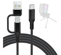 Arzweyk Cavo per microfono da USB A/C a USB tipo C, compatibile con Fifine AmpliGame A6V, A6T, AM8, K688, A8, HyperX SoloCast, SoloCast 2, QuadCast 2/S/2 S, Logitech G Yeti GX, TONOR TC30 Mic (3 m)