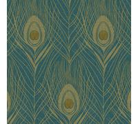 AS Creation Assolutamente Chic Piuma di Pavone Parati Oro Metallico Esotico