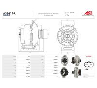 AS-PL Alternatore Generatore 200A per Mercedes Sprinter 35-T Kasten 906 907