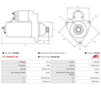 AS-PL Starter 1,4 Kw Per Isuzu Trooper I Soft Top 2.2 TD 12V 9 Denti