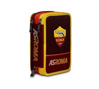 AS Roma Astuccio Scuola Elementare 3 Scomparti Gallo Rosso Completo di Matite