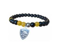 AS ROMA BRACCIALE CON PIETRE DURE NERE E GIALLE + MOSTRINA - PRODOTTO UFFICIALE
