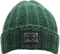 AS Roma Cappelli Invernali Stadio, Old ASR Leather Patch Knitted Skipper Beanie - Green W Black Logo