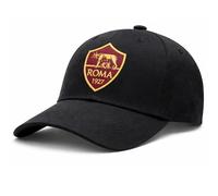 AS Roma Cappello Ufficiale Baseball Nero con Stemma Ricamato - Berretto in Cotone con Visiera Curva - 100% Cotone - 2024010