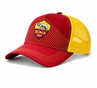 AS Roma Cappello Ufficiale Baseball Rosso Giallo con Stemma Ricamato - Berretto Ufficiale in Cotone Traforato con Visiera Curva - 100% Cotone - 2024001