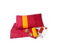 AS Roma Completo Letto 3 pz 1 Piazza, 100% Cotone Lenzuolo sopra + sotto+ federa
