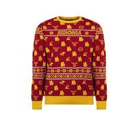 AS Roma Maglione Natale, Unisex-Adulto, Rosso E Giallo, XL