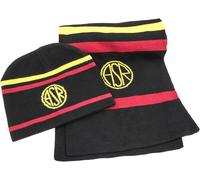 AS Roma SET ADULTS ASR LEATHER PATCH KNITTED SKIPPER BEANIE & SCARF