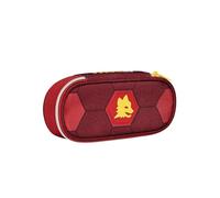 AS Roma SEVEN Portapenne Scuola ROUND PLUS-A.S. ROMA Calcio-VERSO LA VITTORIA, Giallo Rosso-Astuccio Scuola Monozip con Organizer Interno, Passanti Elastici-Accessori Zaino Scuola-Astuccio Bambino