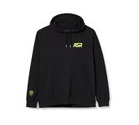 AS Roma Unisex - Adulto Felpa con Cappuccio, Nero e Giallo Fluo, L