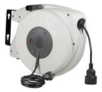AS Schwabe 12645 Avvolgicavo da parete 20 m Nero Spina schuko angolata, Spina