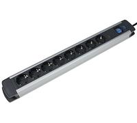 as - Schwabe 18368 Ciabatta elettrica in alluminio con interruttore e protezione bambini, 1,5 m cavo, Argento/Nero